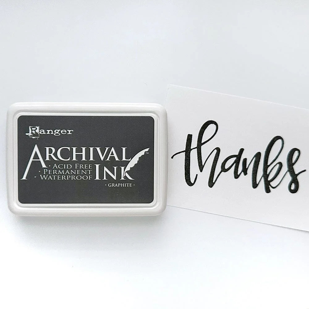 Ranger Archival Ink Pad - Graphite

Archival Inks™ provide lasting stamping results that are permanent on many surfaces. Get a crisp image that doesn't bleed over water-based inks, markers, acrylic paint, watercolors, and more. Pads can be easily re-inked with the coordinating Archival Ink Re-Inker.