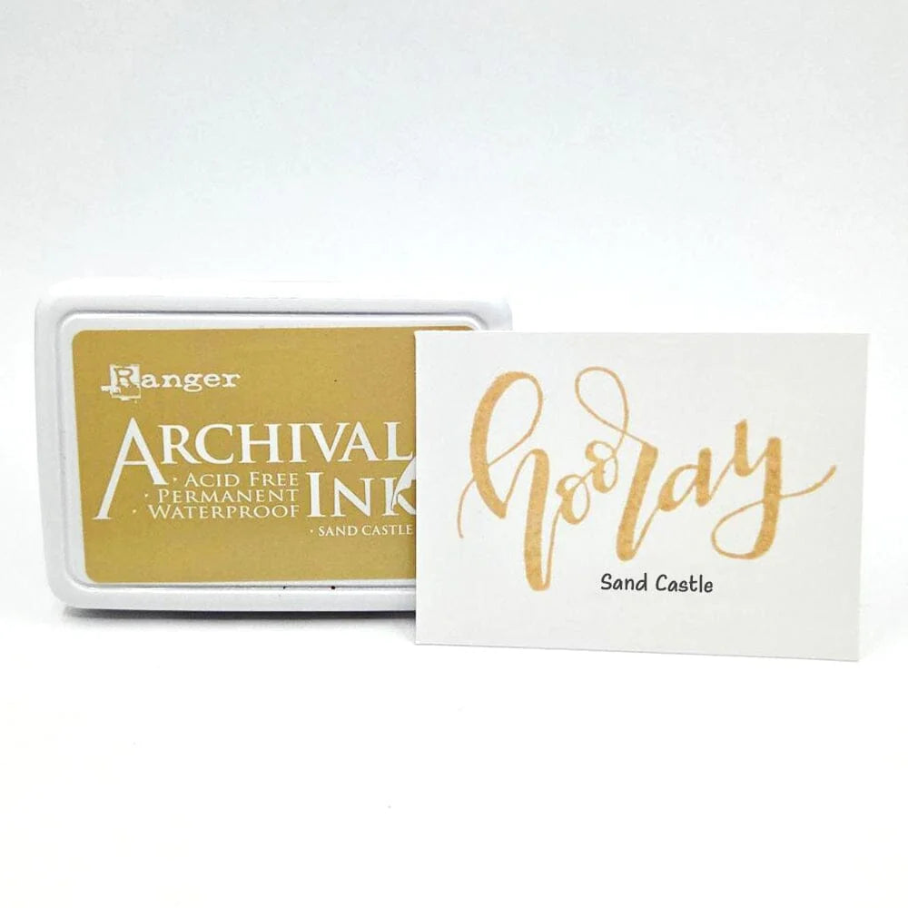 Ranger Archival Ink Pad - Sand Castle

Archival Inks™ provide lasting stamping results that are permanent on many surfaces. Get a crisp image that doesn't bleed over water-based inks, markers, acrylic paint, watercolors, and more. Pads can be easily re-inked with the coordinating Archival Ink Re-Inker.