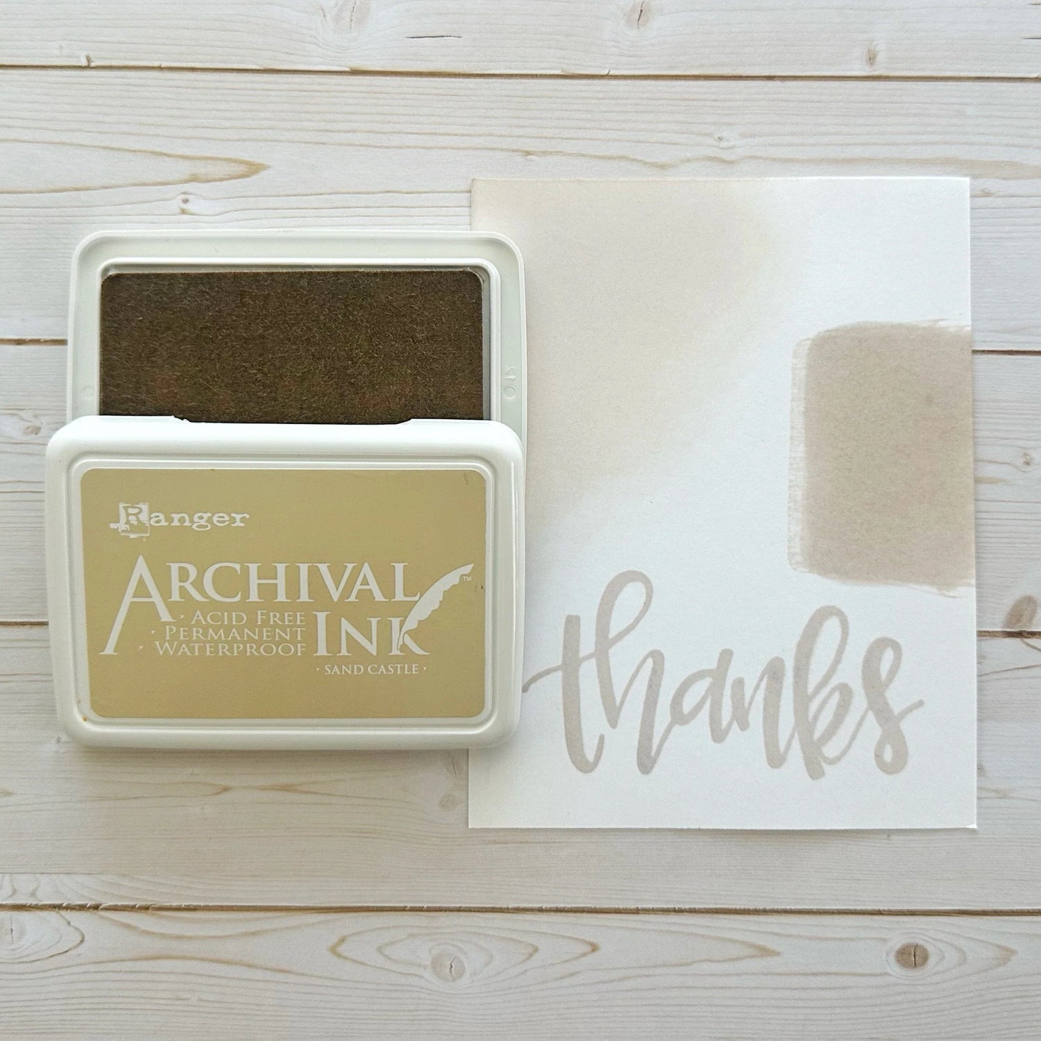 Ranger Archival Ink Pad - Sand Castle

Archival Inks™ provide lasting stamping results that are permanent on many surfaces. Get a crisp image that doesn't bleed over water-based inks, markers, acrylic paint, watercolors, and more. Pads can be easily re-inked with the coordinating Archival Ink Re-Inker.
