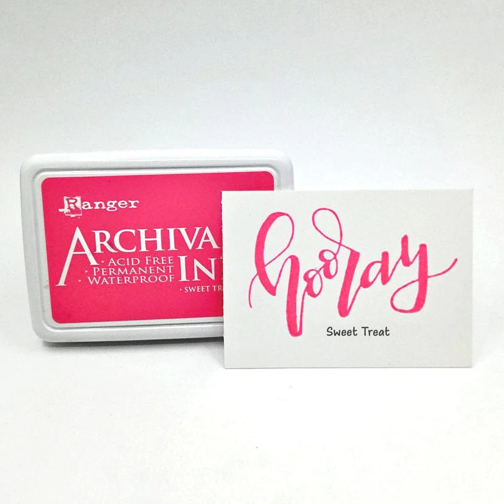 Ranger Archival Ink Pad - Sweet Treat

Archival Inks™ provide lasting stamping results that are permanent on many surfaces. Get a crisp image that doesn't bleed over water-based inks, markers, acrylic paint, watercolors, and more. Pads can be easily re-inked with the coordinating Archival Ink Re-Inker.