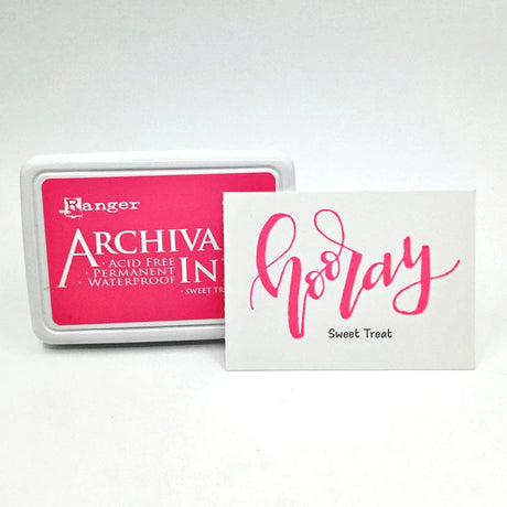 Ranger Archival Ink Pad - Sweet Treat

Archival Inks™ provide lasting stamping results that are permanent on many surfaces. Get a crisp image that doesn't bleed over water-based inks, markers, acrylic paint, watercolors, and more. Pads can be easily re-inked with the coordinating Archival Ink Re-Inker.