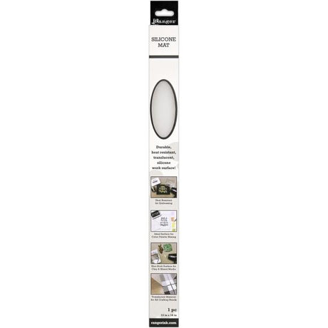 Ranger Silicone Mat

A durable, heat resistant surface great for all craft and mixed media needs!

The clear silicone is ideal for placing over a white surface to create an easy mixed media palette where wet medium could easily be mixed together, making colors easily visible.

This package contains one 12x16 inch silicone mat