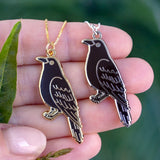 Raven Charm Necklace Silver Plated