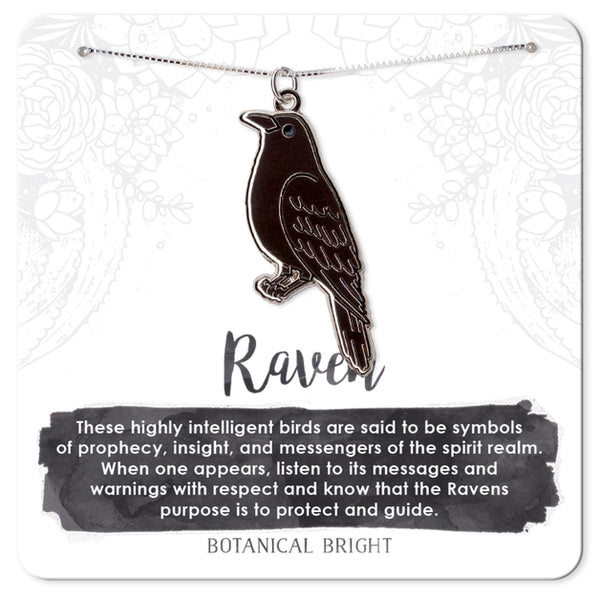 Raven Charm Necklace Silver Plated