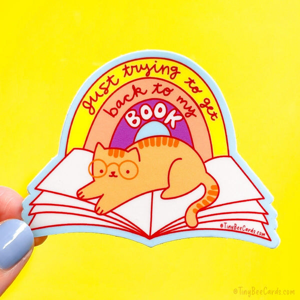 Reading Cat Vinyl Sticker