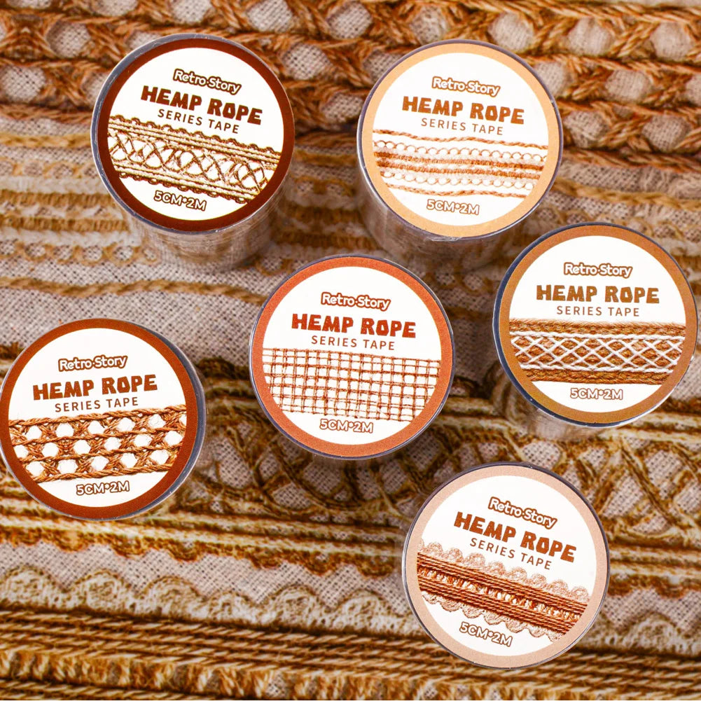 Add a cozy touch to your crafts with the Retro Story Hemp Rope Series Kiss Cut PET Tape. Each kiss‑cut piece is easy to peel and perfect for decorating journals, planners, pen‑pal letters, scrapbooks, and gifts. The soft vintage themed motifs give your pages a gentle, retro touch that feels both cute and calming.