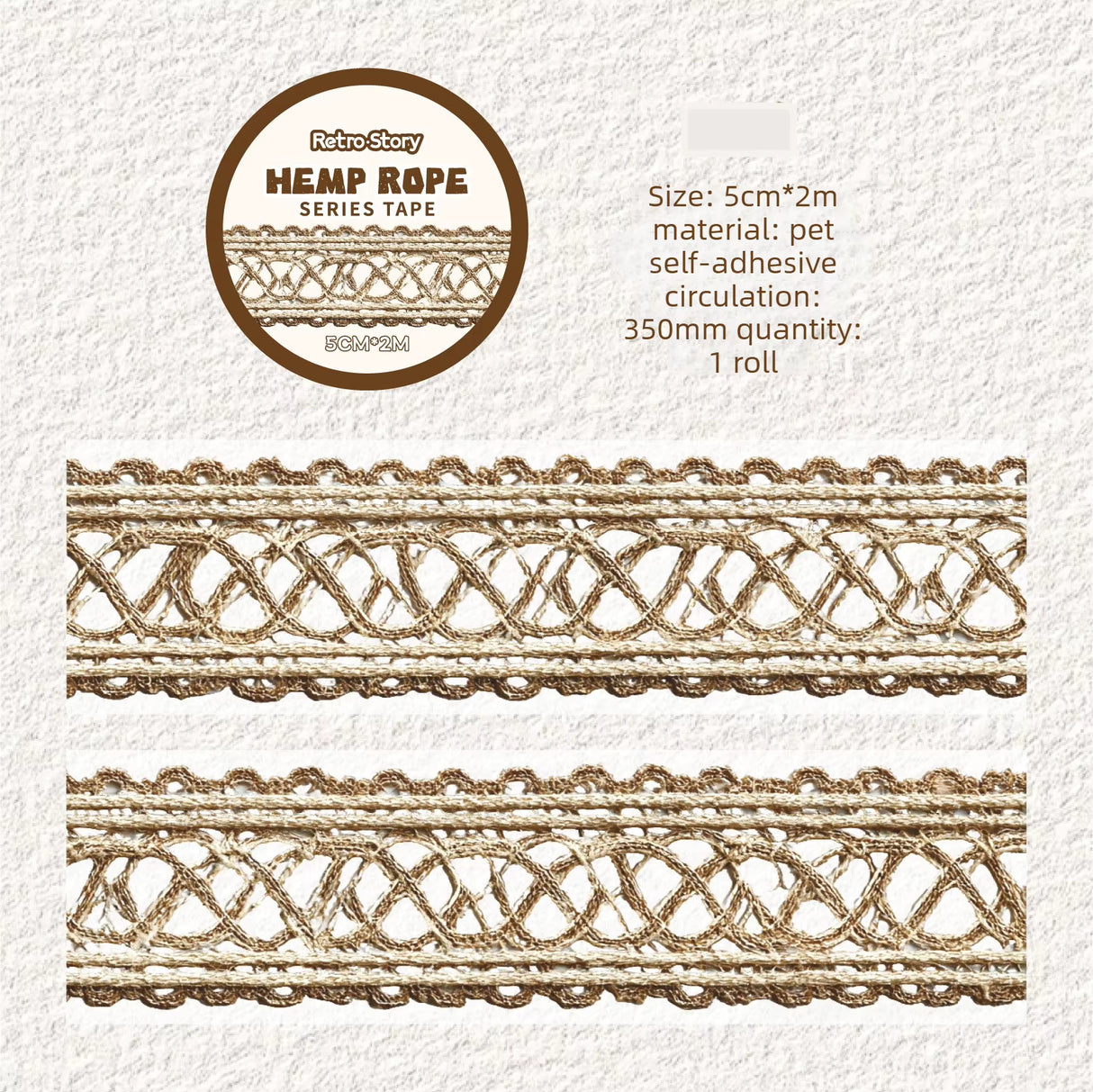 Add a cozy touch to your crafts with the Retro Story Hemp Rope Series Kiss Cut PET Tape. Each kiss‑cut piece is easy to peel and perfect for decorating journals, planners, pen‑pal letters, scrapbooks, and gifts. The soft vintage themed motifs give your pages a gentle, retro touch that feels both cute and calming.