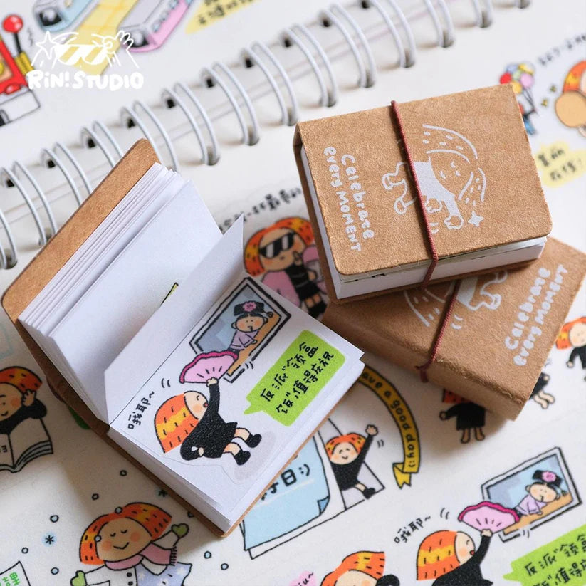 This probably is one of the cutest product our studio have ever made. The mini notebook can basically fit anywhere, and you can either write down some fun topics or put in some of the stickers in the notebook to show case your unique side.

Grab the mini notebook and show your own style!

1.2x 1.6 inches
Cover by kraft paper &amp; inner page by 115g high quality paper
60 blank pages
