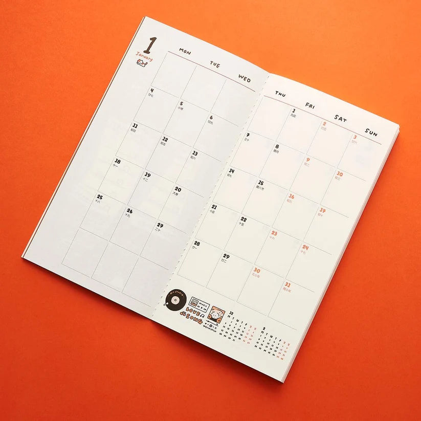TN Size Monthly Planner · 48 pages Monthly, slim, and sized for a Traveler's Notebook - light enough to actually leave the house with you. For anyone who wants the plan without the weight. It's the little things that matter.