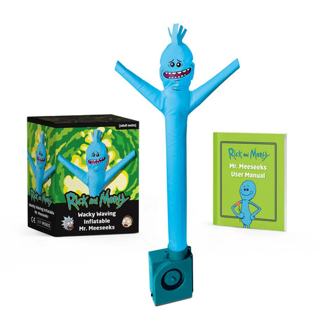 Take a deep breath and relax because the official Rick and Morty Wacky Waving Inflatable Mr. Meeseeks is here to help you out! A perfect way for fans to show off their love for Mr. Meeseeks by displaying him on a shelf, desk, or bookcase