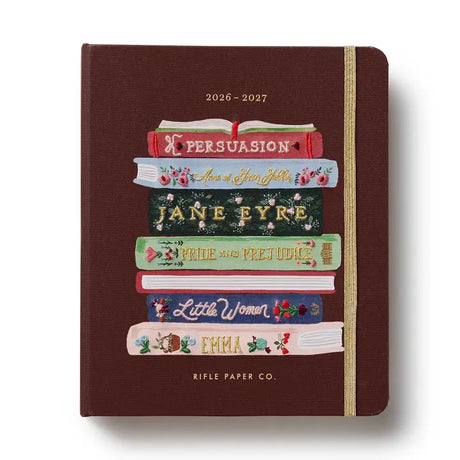 Start planning ahead with our 17-month planner. A sturdy hard cover with gold accents wraps over an interior spiral binding with a metallic band to hold the pages closed. Inside you’ll find monthly and weekly views, inspirational quotes, sections for notes and goals, an illustrated pocket folder, and 3 pages of stickers. Planners span August 2026-December 2027.

DETAILS


Printed in full color with foil stamped year
Textured coated paper cover
Natural white text paper interior
August 2026-December 2027
Week