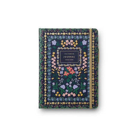 Designed for note takers and journalers, this hardcover journal comes with a gold pen with black ink, featuring 144 ruled pages, an elastic band, and a pocket for extra storage.
