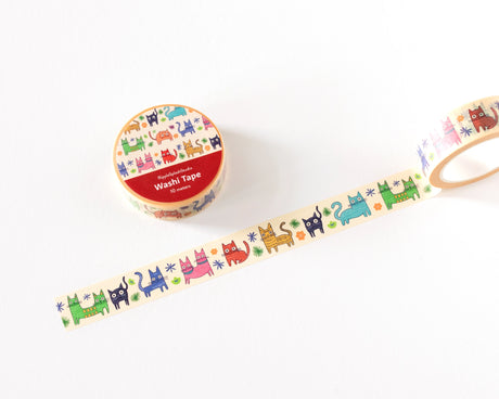 Decorative washi tape featuring playful, colorful cat illustrations. Perfect for planners, journals, gift wrapping, scrapbooking, and creative projects. Easy to tear, repositionable, and residue-free.

🌈 Key Features:

Dimensions: 15mm wide x 10 meters (32.8 feet) in length&nbsp;
Contains: 1 washi tape roll

High-quality washi tape material
Easy to tear and reposition
Perfect for scrapbooking, journaling, and crafts