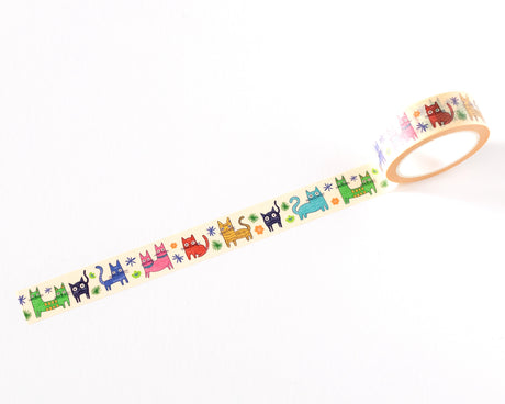 Decorative washi tape featuring playful, colorful cat illustrations. Perfect for planners, journals, gift wrapping, scrapbooking, and creative projects. Easy to tear, repositionable, and residue-free.

🌈 Key Features:

Dimensions: 15mm wide x 10 meters (32.8 feet) in length&nbsp;
Contains: 1 washi tape roll

High-quality washi tape material
Easy to tear and reposition
Perfect for scrapbooking, journaling, and crafts