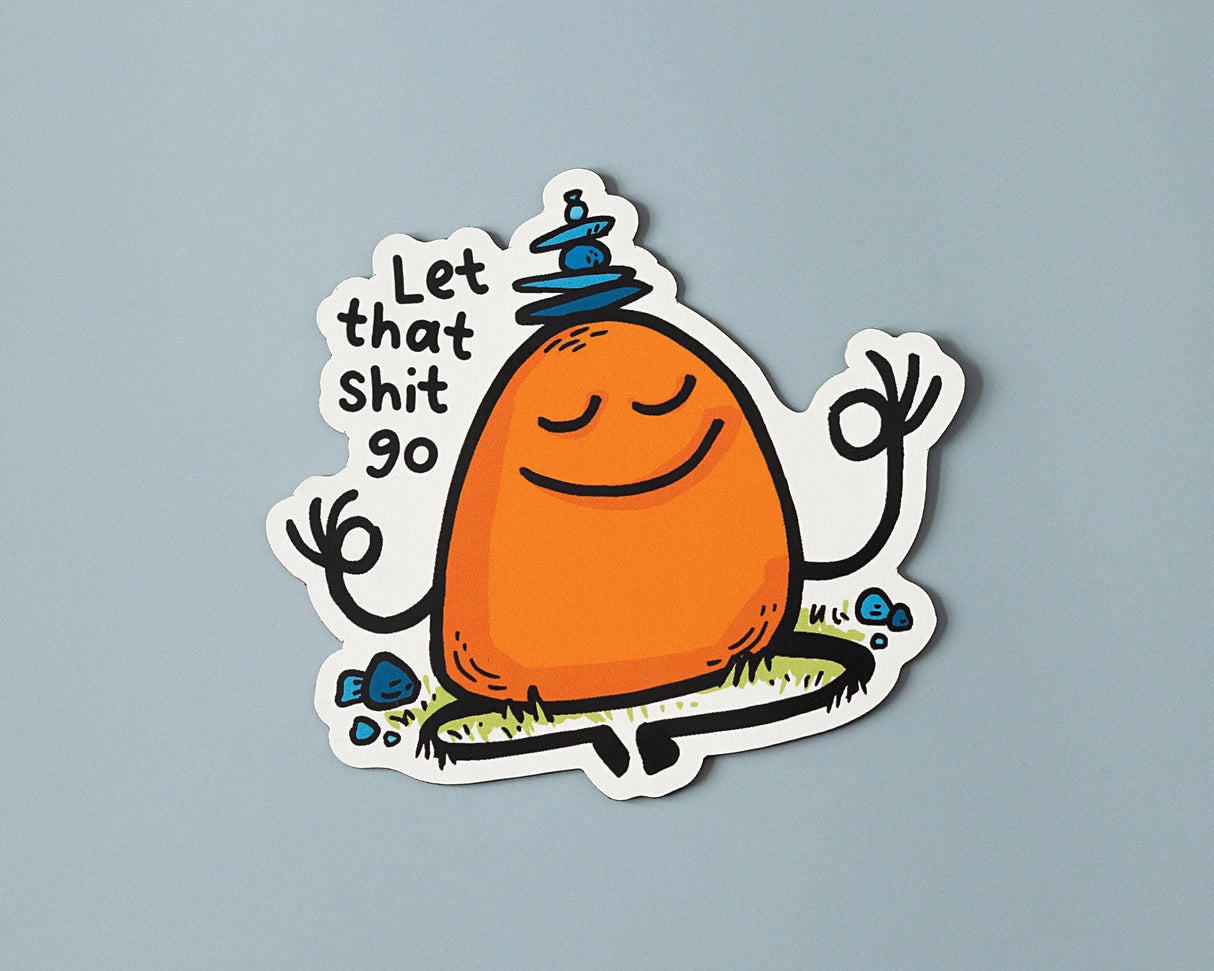 A bold, funny vinyl sticker featuring an illustrated character reminding you to let things go. Designed to add humor and personality to laptops, water bottles, notebooks, and more. Made from high-quality vinyl that’s waterproof, weather-resistant, and built to last.

🌟 Key Features:

• Dimensions: 2.75 x 3 inches&nbsp;

• High-quality vinyl material

• Waterproof and weather-resistant

• Ideal for personalizing any surface