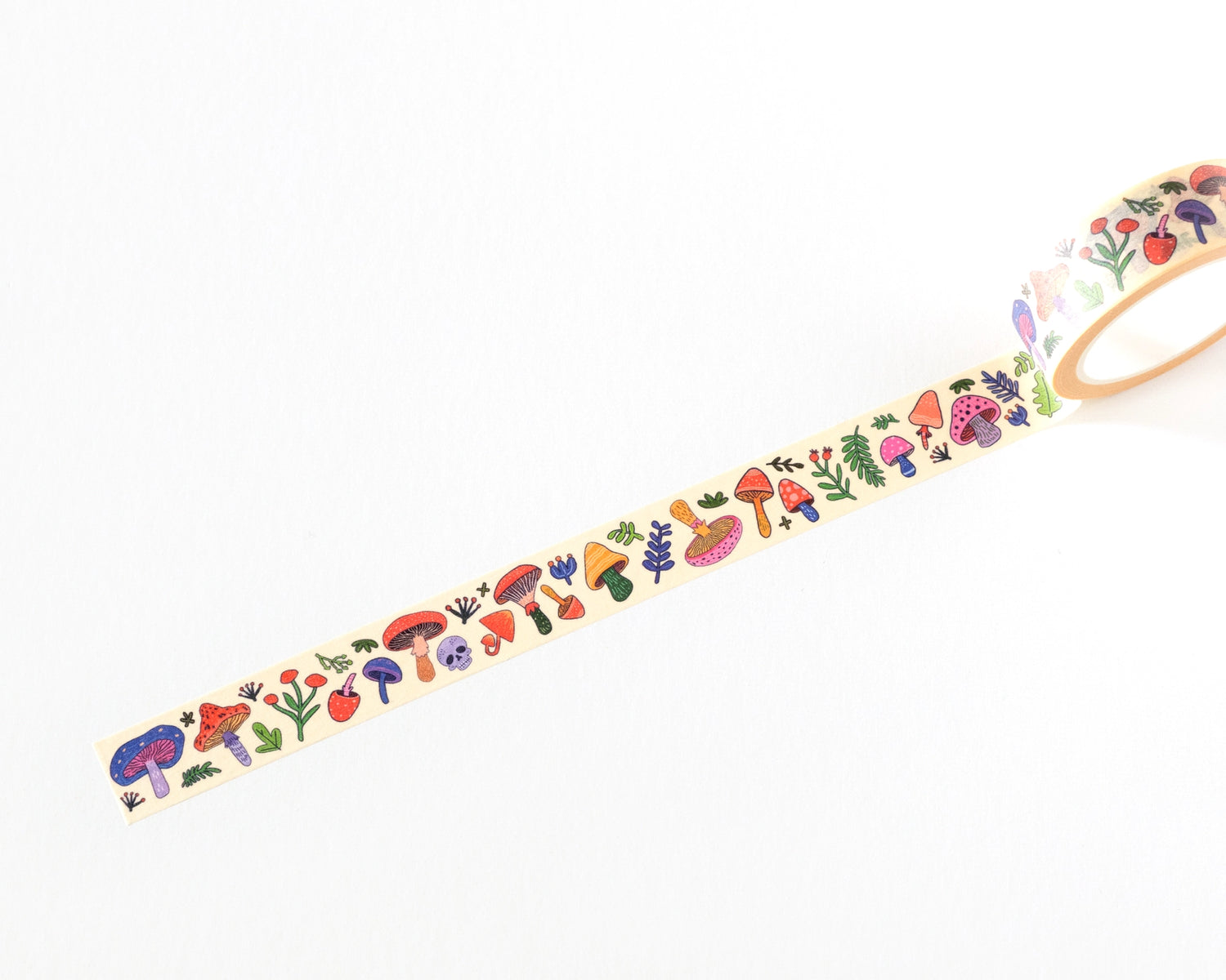 Decorative washi tape featuring colorful illustrated mushrooms, plants, and whimsical forest details. Perfect for planners, journals, gift wrapping, scrapbooking, and creative projects. Easy to tear, repositionable, and residue-free.

🌈 Key Features:

Dimensions: 15mm wide x 10 meters (32.8 feet) in length&nbsp;
Contains: 1 washi tape roll

High-quality washi tape material
Easy to tear and reposition
Perfect for scrapbooking, journaling, and crafts