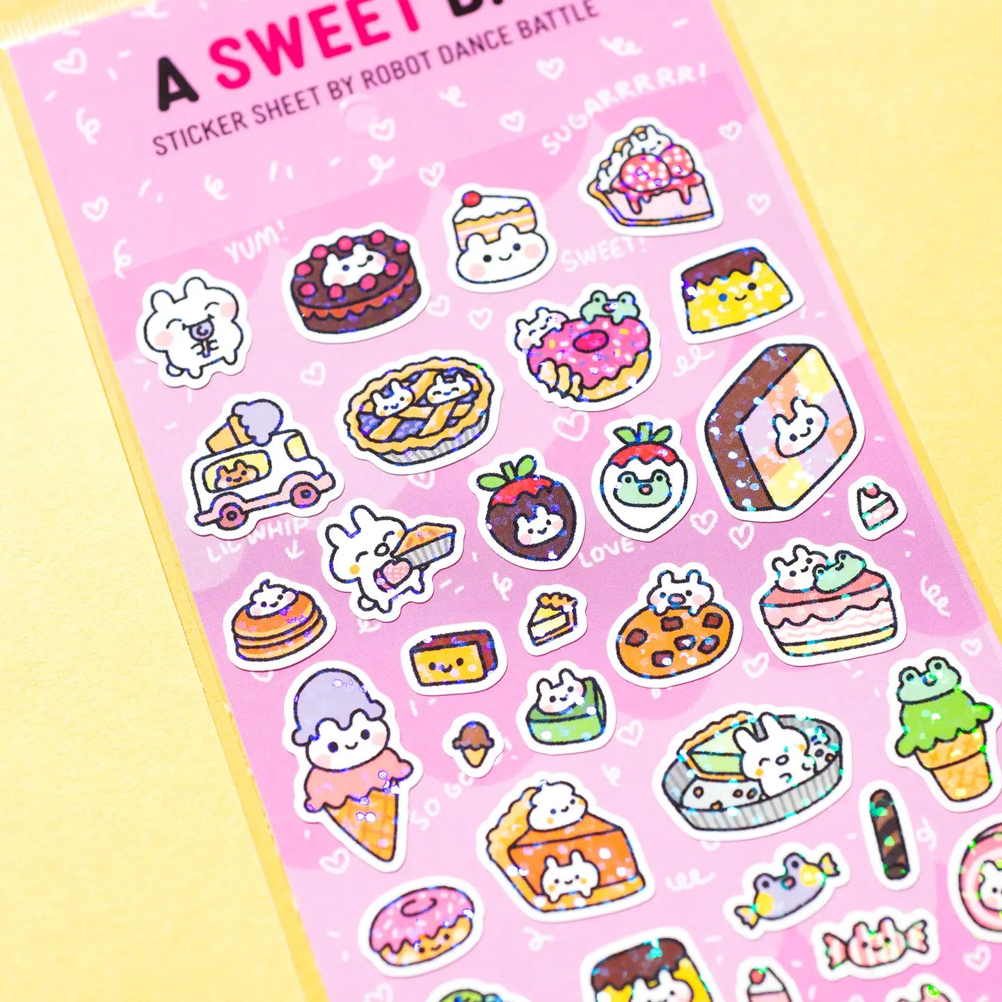 Robot Dance Battle A Sweet Day Glitter Sticker Sheet