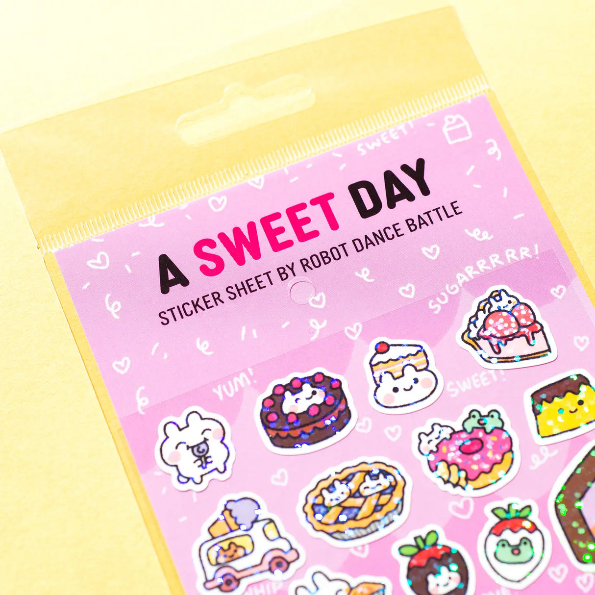 Robot Dance Battle A Sweet Day Glitter Sticker Sheet
