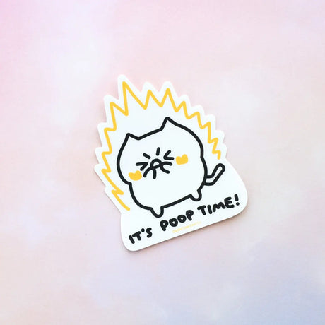 Robot_Dance_Battle It's Poop Time Cat Vinyl Sticker