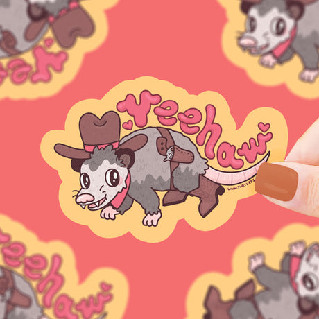 Cowboy Opossum loves drinking a bottle of sarsaparilla while hanging out at the saloon!