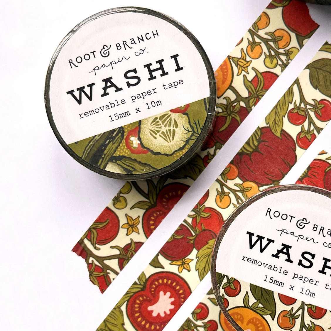 Our pickles + peppers washi is a lightweight decorative tape printed on mulberry paper. It is removable and leaves no residue, making it perfect for scrapbooking, stationery, crafts and more.