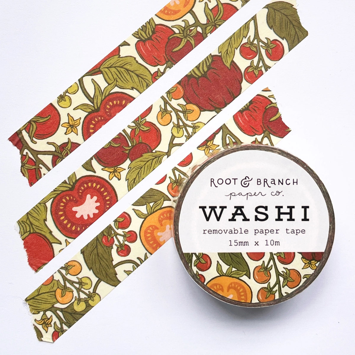 Our tomato washi is a lightweight decorative tape printed on mulberry paper. It is removable and leaves no residue, making it perfect for scrapbooking, stationery, crafts and more.
