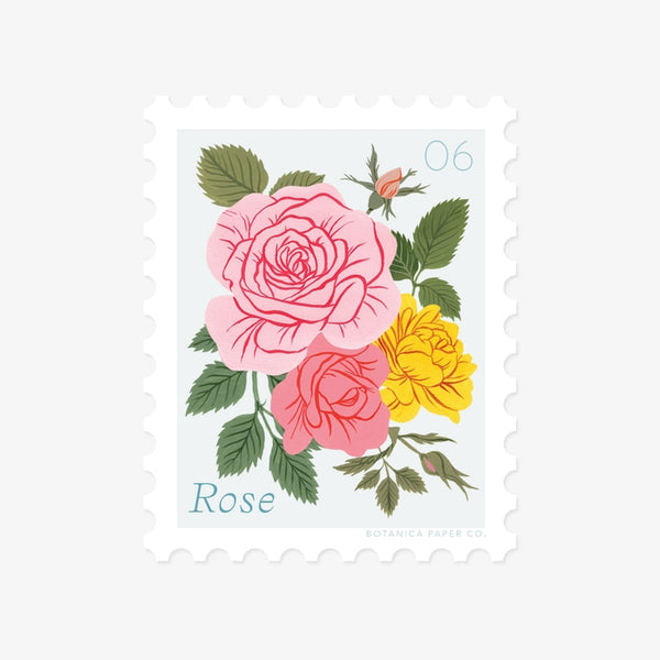 Rose, June Flower Stamp-Style Vinyl Sticker