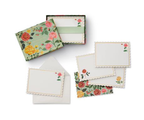 Stationery set with 12 note cards and envelopes. Three different designs for the notes.

Dimensions: 7 x 5 x 1.1 in (17.8 x 12.7 x 2.9 cm)