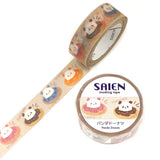 A sprinkle of sweetness meets irresistible charm in this delightful washi tape featuring pandas nestled inside colorful donuts. Each illustration feels like a tiny treat, soft pastels, playful expressions, and donut designs that look almost good enough to eat. The tape carries a warm, cheerful energy, perfect for brightening journals, planners, gift wrapping, and handmade cards.