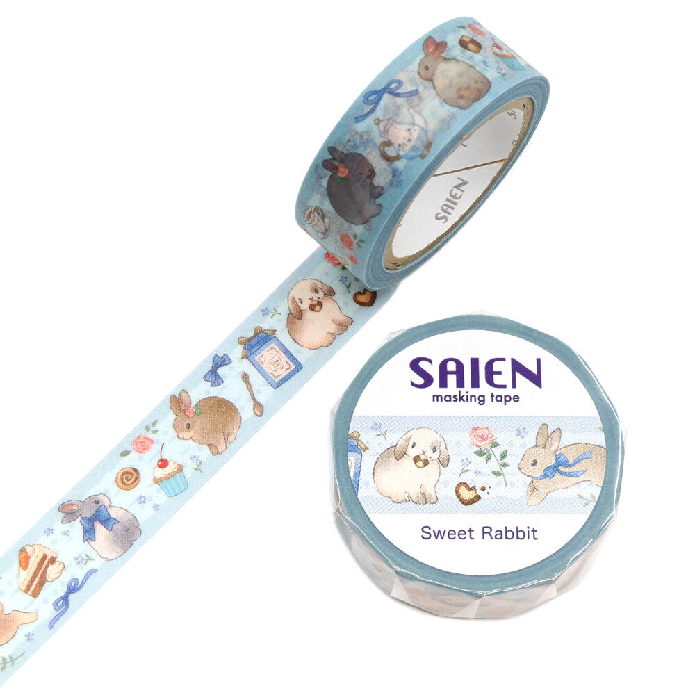 Soft watercolor rabbits hop across this charming washi tape, bringing a light and playful touch to any project. The translucent Japanese paper enhances the delicate colors, giving each little bunny a dreamy, airy feel. Sized at 15mm × 7m, it’s perfect for journals, planners, scrapbooks, and happy mail, an easy way to add a gentle, whimsical accent to your pages.