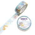 Laundry day has never looked this adorable. This playful washi tape features sweet little cats hanging their clothes on a line, tiny socks, shirts, and pastel laundry fluttering beside them like a breezy backyard scene. Each illustration has that signature SAIEN watercolor softness, paired with the translucent glow of Japanese paper that makes the whole design feel light and cheerful.