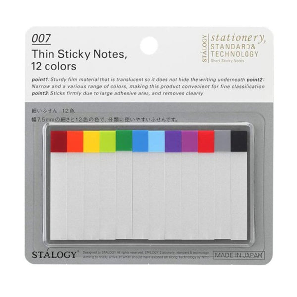Stalogy Thin Sticky Notes 12 Colors