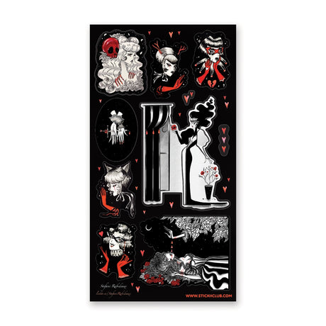 🖤🥀 Let your valentine know how your black heart beats for them with @stefanirabideaux’s stunning dark gothic Valentine set. Glamorous ladies, crimson gloves, skulls, and roses drift beneath a star-speckled night. With gleaming foiled hearts that shimmer like stardust, this striking sheet celebrates love at its most dramatic, decadent, and enduring.