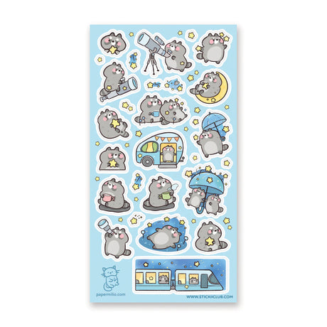 🌟🦝 Adventure calls, and these chonky little stargazers by @papermilio are answering, with snacks packed and eyes on the sky! From peeking through telescopes and wishing on shooting stars to camper trips, and umbrella strolls beneath twinkly skies, these cosmic cuties are following the stars—wherever they may lead.