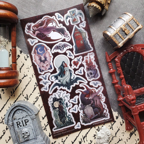 🦇🪦 Steeped in moonlight and shadow, this enchanting set by @xxpetrichorxx weaves together gothic romance and ancient lore. Winged figures drift through graveyards and dark halls, where bats circle and time seems to hold its breath. Rendered in deep crimson, shadowy violet, and midnight hues, this set is a moody collection of gothic beauty.