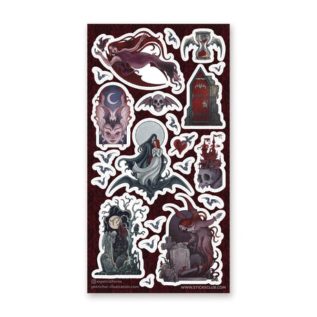 🦇🪦 Steeped in moonlight and shadow, this enchanting set by @xxpetrichorxx weaves together gothic romance and ancient lore. Winged figures drift through graveyards and dark halls, where bats circle and time seems to hold its breath. Rendered in deep crimson, shadowy violet, and midnight hues, this set is a moody collection of gothic beauty.