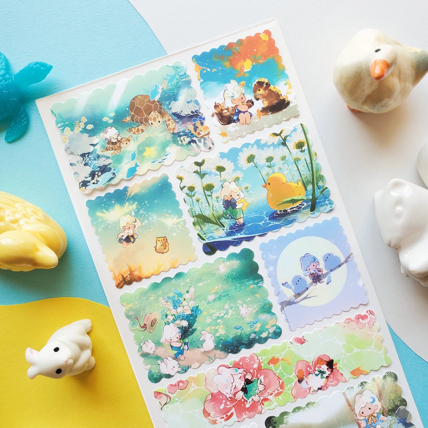 🌙🐢 A gentle breeze carries @califlair’s fluffy friends through magical meadows, glittering streams, and starlit skies. They catch turtle-back rides beneath the sea, share acorns with playful squirrels, and doze in flowerbeds. If our dreams were this sweet, we’d never want to wake up!