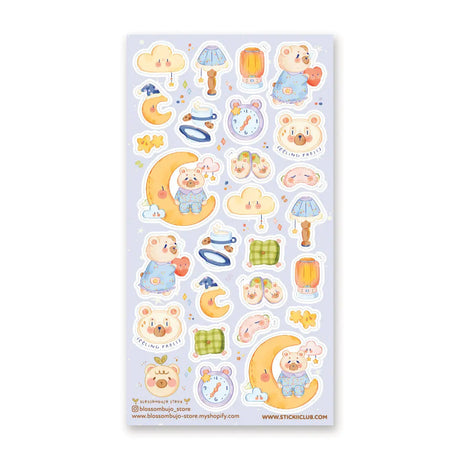 🌙🐻 Tuck into the coziest bedtime routine with these sleepy bears by @blossombujo_store. Pajama-clad bears are sipping warm drinks, setting their alarms, fluffing pillows, and snuggling up beneath glowing nightlights as the moon watches over them. This darling set captures all the sweetest moments of getting ready for bed—sweet dreams included.