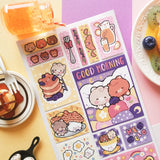 🍳🫐 Bonjour! Start the day the cutest way with @maison.lovely’s darling breakfast buddies! Whether you’re craving a stack of bear-shaped pancakes, fresh orange juice, buttery toast, or sunny-side eggs, this set has everything for a beary perfect morning that will make your mornings extra adorable and oh-so-sweet!&nbsp;Art by: @maison.lovely

Top Coating: None
Adhesive Layer: Paper
Backing Layer: Clear PET
6.69"x3.54"
Weight: 0.03oz
1 Sheet Included