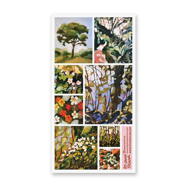 🌿🎨 Wandering through dappled light and blooming paths, @byannasienna’s painterly garden scenes feel like quiet moments plucked straight from nature’s daydreams. From sun-washed trees and tangled branches to bursts of wildflowers and leafy shadows, each piece captures the gentle magic of slowing down and simply looking around. Soft, expressive brushstrokes turn every sticker into a tiny window to a serene, living landscape.