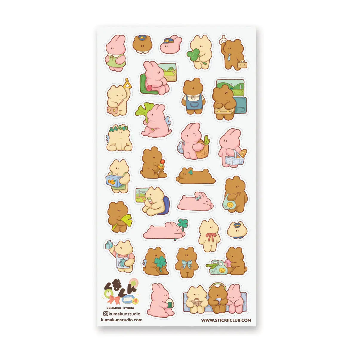 🐰🧺 Spend the day with these lovable little friends by @kumakunstudio as they go about their cozy daily routines! From grocery runs and picnic breaks to lounging at home, sharing snacks, and relaxing together on the couch, every sticker captures a gentle slice of everyday life. This sheet is filled with warm moments, quiet joys, and the simple happiness of spending time with friends.

Art by: @kumakunstudio
