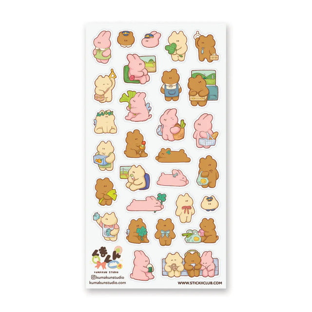 🐰🧺 Spend the day with these lovable little friends by @kumakunstudio as they go about their cozy daily routines! From grocery runs and picnic breaks to lounging at home, sharing snacks, and relaxing together on the couch, every sticker captures a gentle slice of everyday life. This sheet is filled with warm moments, quiet joys, and the simple happiness of spending time with friends.

Art by: @kumakunstudio