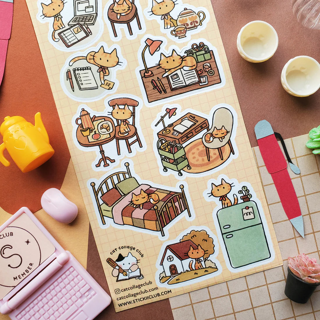 💤🐱 It’s time for some me-time magic with @catcollageclub’s snug-loving fluffball! From brewing a warm pot of tea to jotting down daydreams, tidying up their desk nook, and squeezing in catnaps absolutely everywhere, this charming kitty has the purr-fect cozy day all planned out.