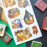 🪟🪴 Alright, sometimes we wanna run but we can’t. Real life, responsibilities, uggggh! So sometimes you just gotta get away by hiding in your own little sanctuary like these ones by @evergreenqveen. Enchanted rooms, dreamy lofts, and secret garden studios — all perfect for the best daydream escape. Grab the ‘do not disturb’ sign and head for nirvana!

Art by: @evergreenqveen

Top Coating: None

Adhesive Layer: Paper

Backing Layer: Clear PET

6.69" x 3.54". Weight - 0.03lbs.

1 sheet included