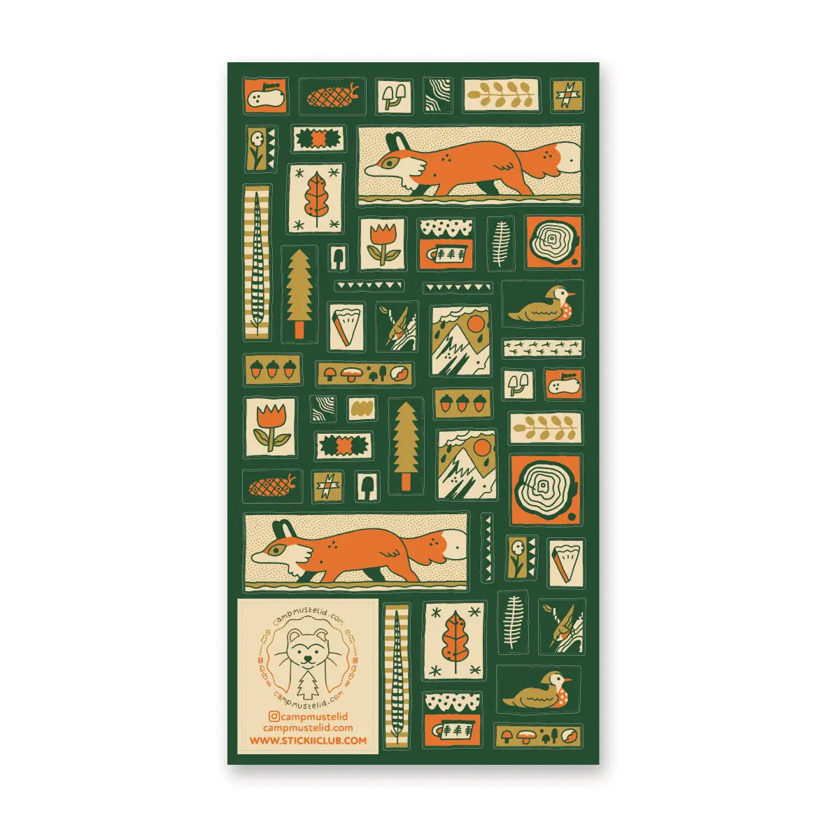 🦊🌲 Wander into the woods with @campmustelid’s charming forest finds! From sly foxes and cozy critters to mushrooms, leaves, and mountain moments, this folk-art inspired sheet feels like a nature walk packed into tiny treasures. Earthy, playful, and perfectly rustic, it’s a little slice of forest magic ready to roam across your pages.