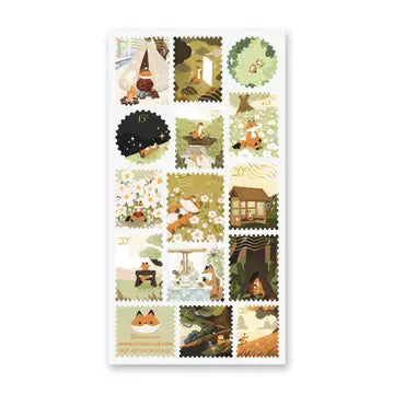 🦊 Wander through a storybook forest with these charming postage-style scenes by @kayano.ne! Each little stamp captures a cozy moment, from quiet campfires and picnic breaks to dreamy naps among flowers and woodland strolls beneath the stars.