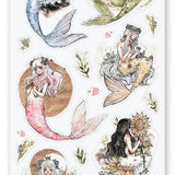 Magical mermaids surrounded by pieces of nature!

Art by @cherririi

Top Coating: None
Adhesive Layer: Paper
Backing Layer: Clear PET
6.69" x 3.54".
Weight - 0.03lbs.
1 sheet included &nbsp;