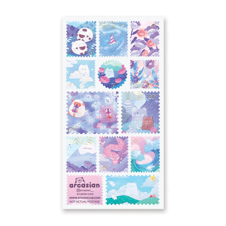 🌸🐑 Special deliveries from @arcasian__’s magical world beyond the clouds! Sleepy sheep roam rolling meadows, fluffy bears sip boba tea while trading daydreams, and cats made out of clouds watch over it all. Each kawaii stamp tells a story postmarked straight from dreamland.