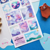 🌸🐑 Special deliveries from @arcasian__’s magical world beyond the clouds! Sleepy sheep roam rolling meadows, fluffy bears sip boba tea while trading daydreams, and cats made out of clouds watch over it all. Each kawaii stamp tells a story postmarked straight from dreamland.