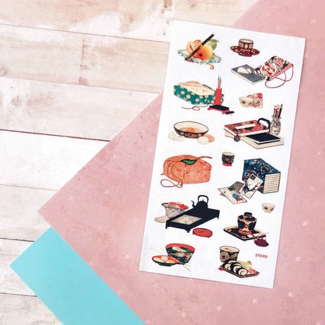 STICKII - Vintage Japanese Sticker Sheet

Essentials of traditional Japanese life.

Top Coating: Textured.
Adhesive Layer: Paper.
Backing Layer: Paper.
6.69" x 3.54".
Weight - 0.03lbs.
1 sheet included&nbsp;